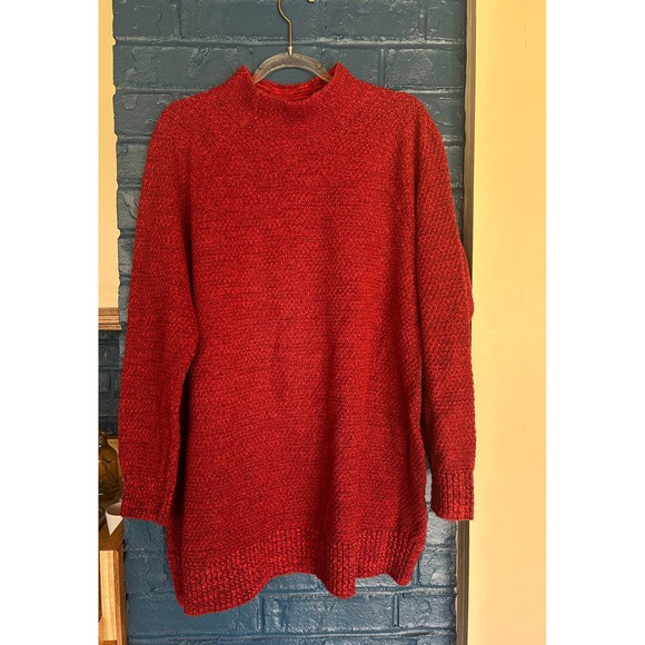 Lands' End Red Knit Sweater Mock Neck Size M Fall‎ Winter - Picture 3 of 8